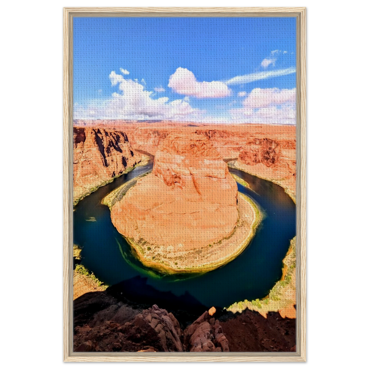 Horseshoe Bend near Page Arizona with red cliffs and the Colorado River as canvas wall art.
