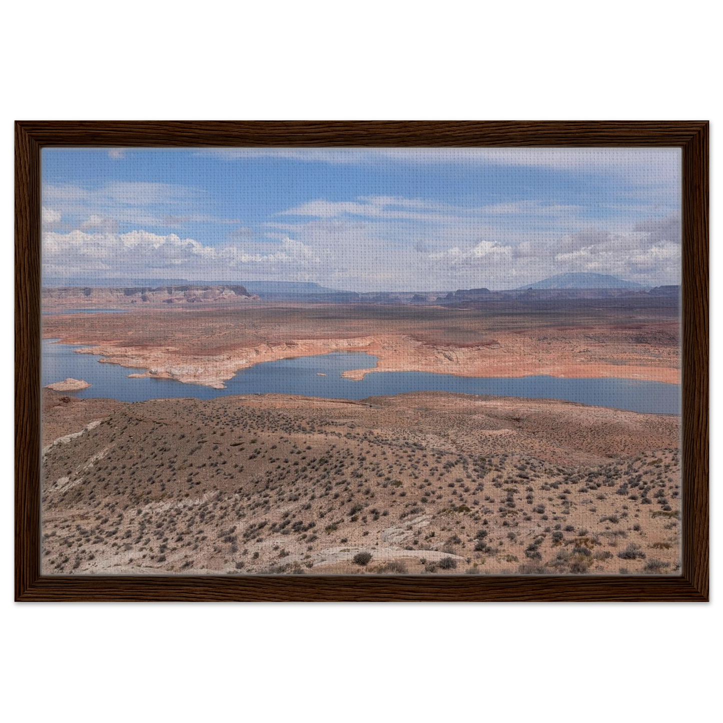 Lake Powell surrounded by desert cliffs near Page Arizona as premium Southwest canvas wall art.