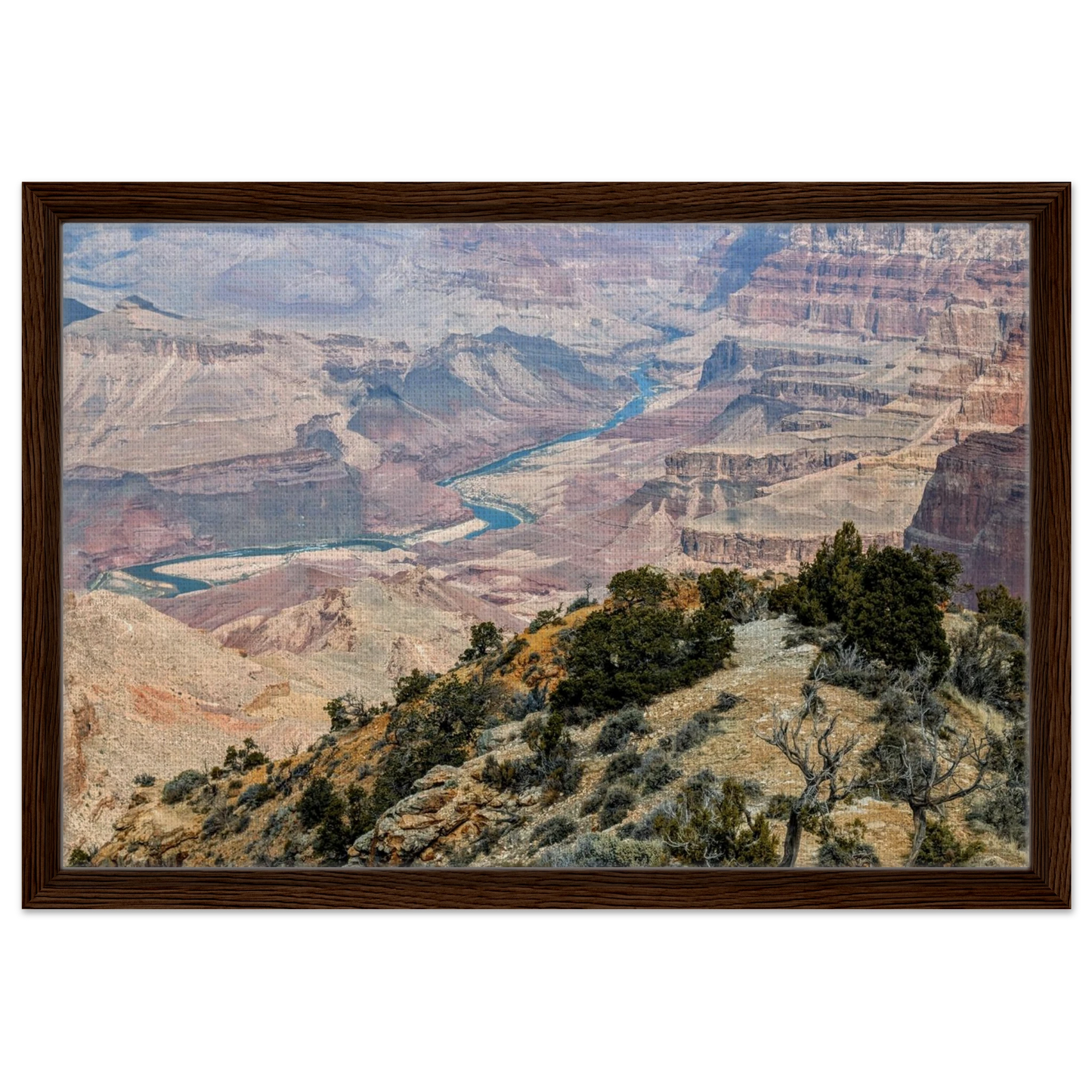 Colorado River and layered canyon walls viewed from Lipan Point on the South Rim of Grand Canyon National Park as canvas wall art.