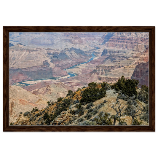 Colorado River and layered canyon walls viewed from Lipan Point on the South Rim of Grand Canyon National Park as canvas wall art.