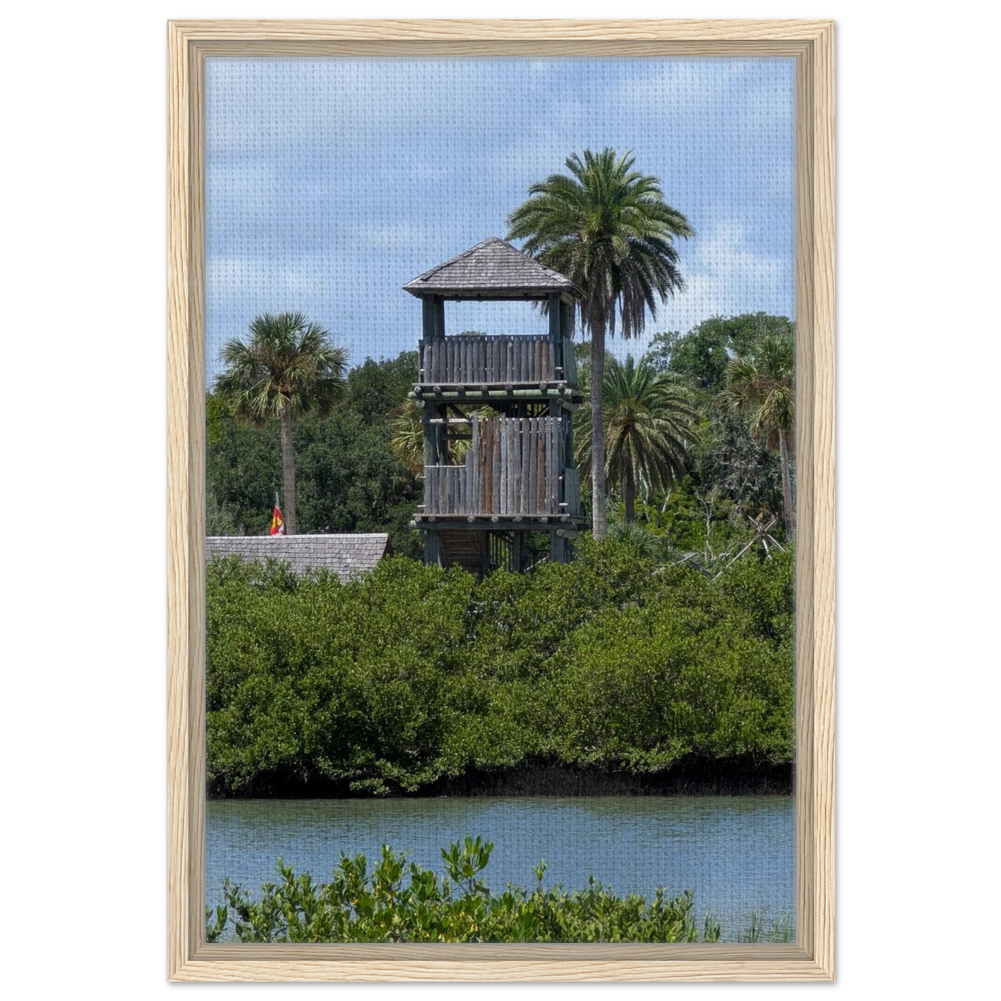 Fountain of Youth lookout surrounded by coastal greenery and water as premium Florida wall art.
