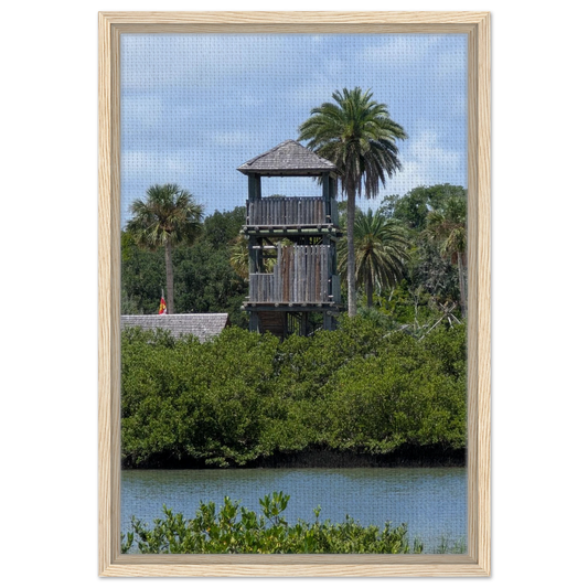 Fountain of Youth lookout surrounded by coastal greenery and water as premium Florida wall art.