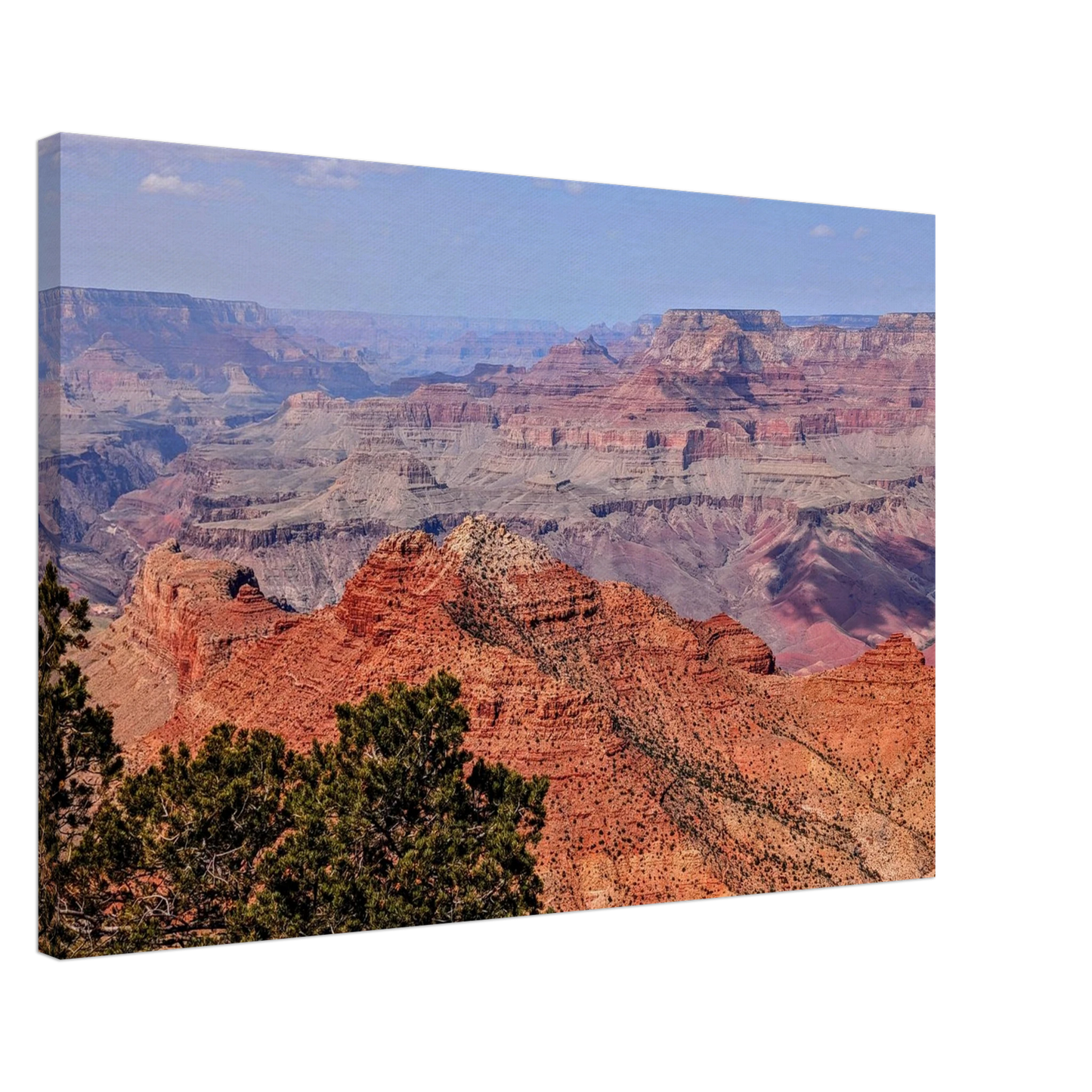 Layered red canyon formations viewed from Mather Point on the South Rim of Grand Canyon National Park as canvas wall art.