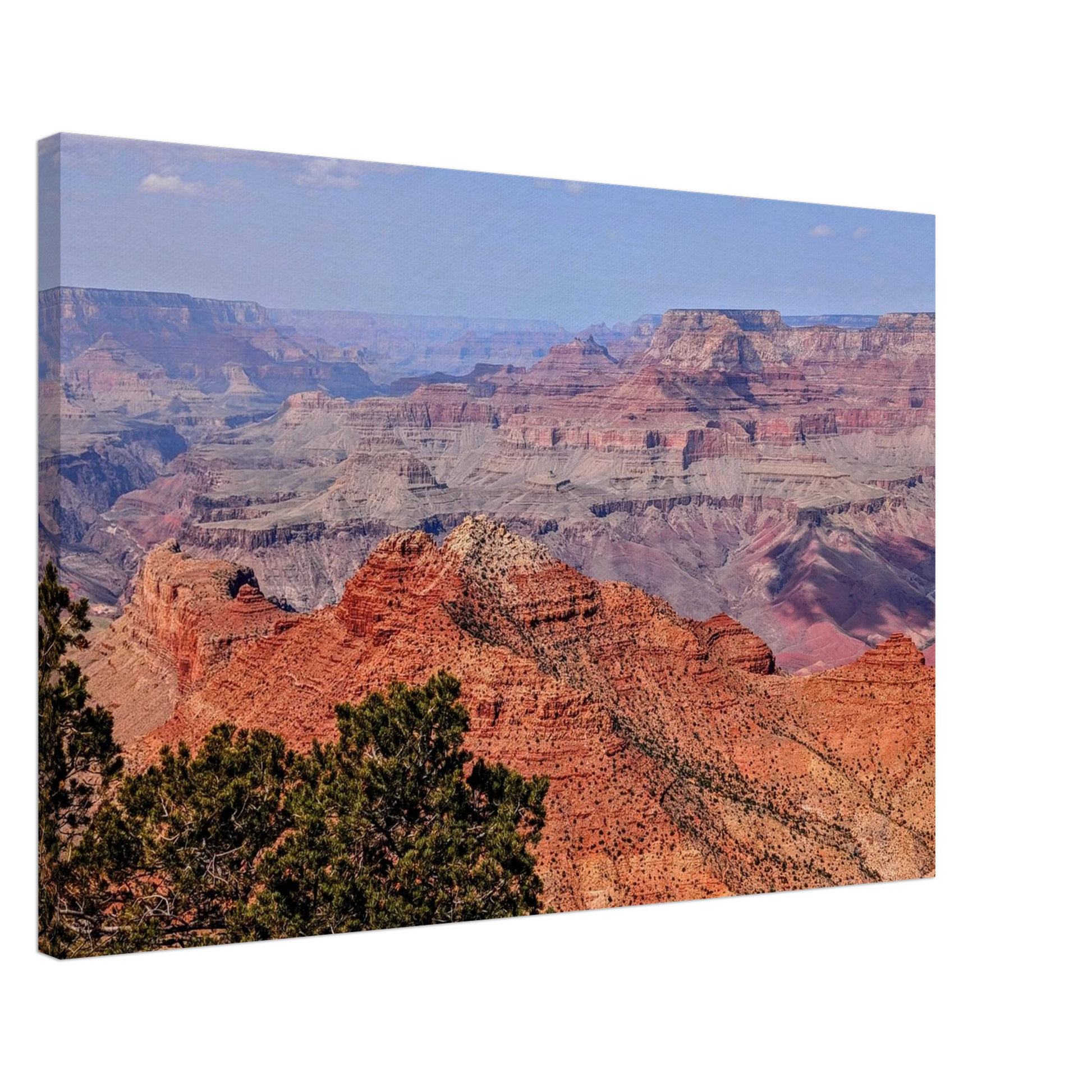Layered red canyon formations viewed from Mather Point on the South Rim of Grand Canyon National Park as canvas wall art.