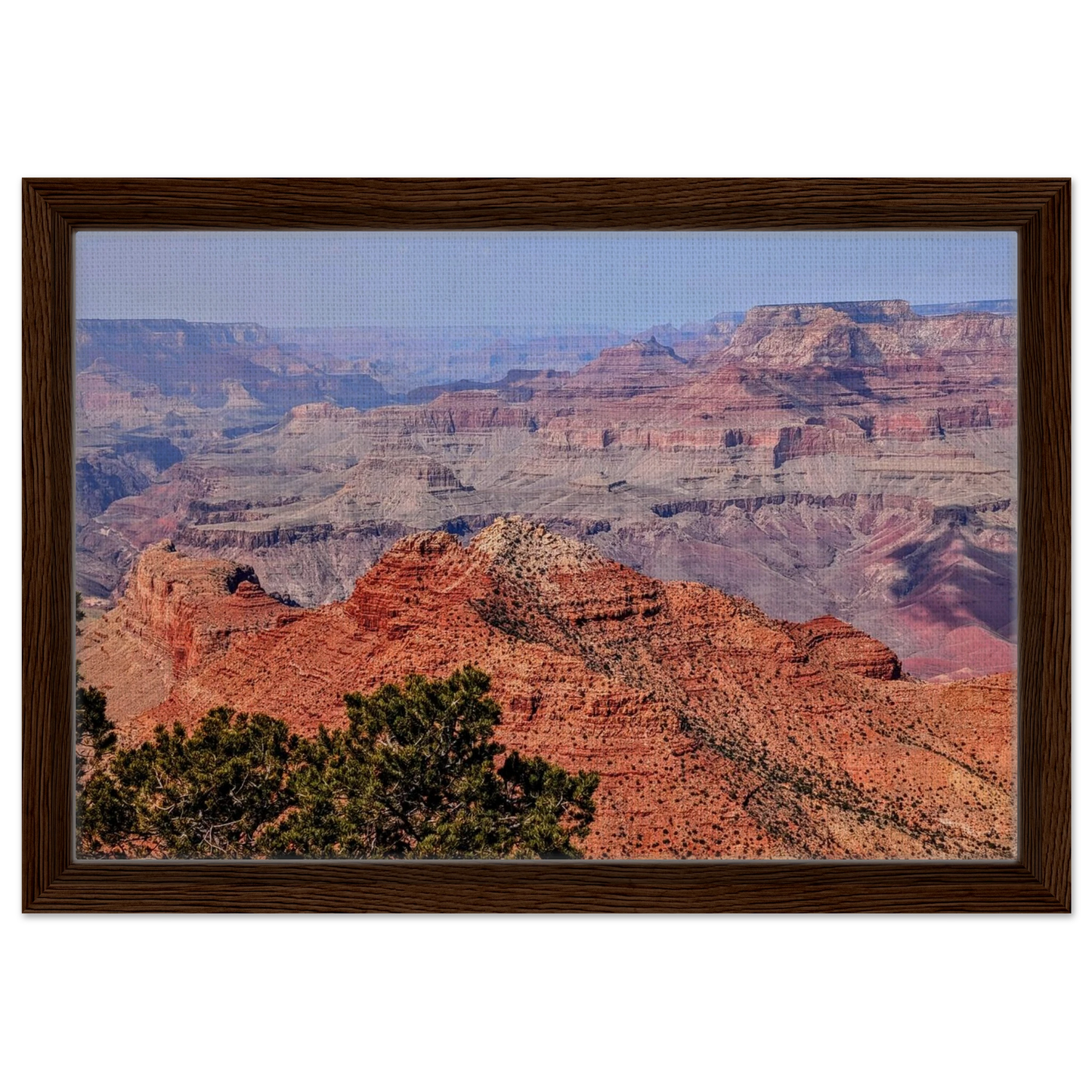 Layered red canyon formations viewed from Mather Point on the South Rim of Grand Canyon National Park as canvas wall art.