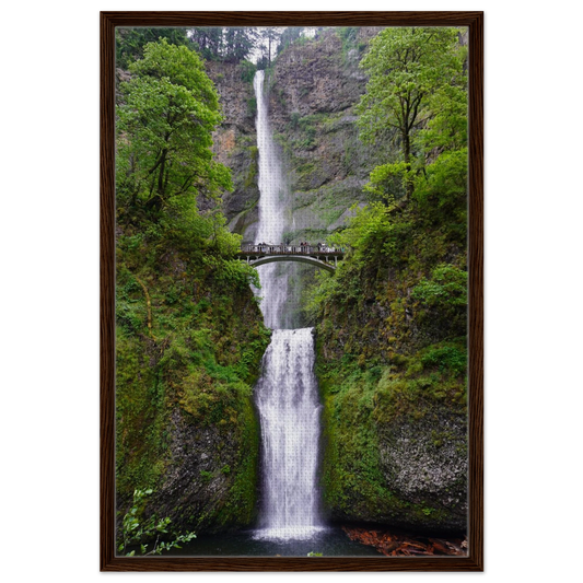 Multnomah Falls surrounded by lush Columbia River Gorge greenery as canvas wall art.