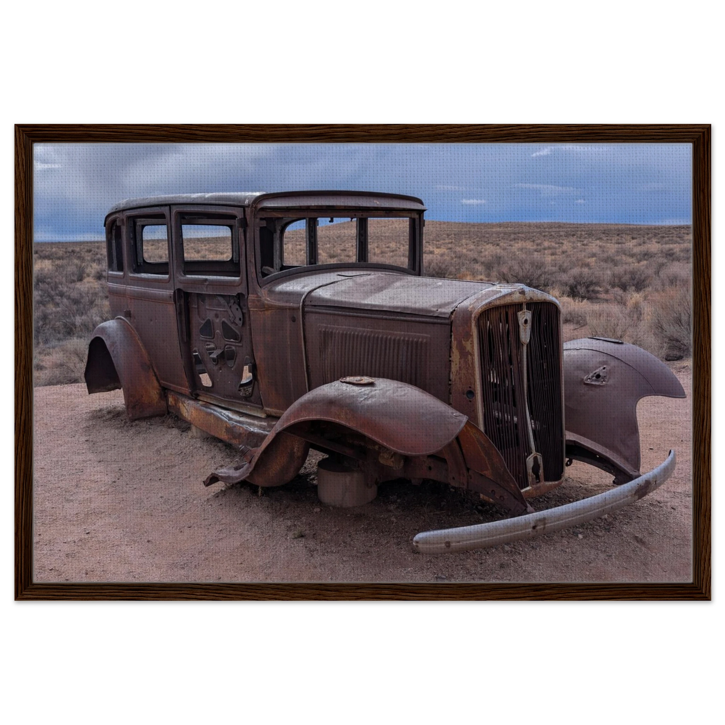 Vintage Studebaker in Petrified Forest National Park as Route 66 inspired canvas wall art.