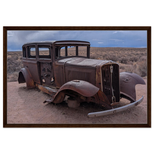 Vintage Studebaker in Petrified Forest National Park as Route 66 inspired canvas wall art.