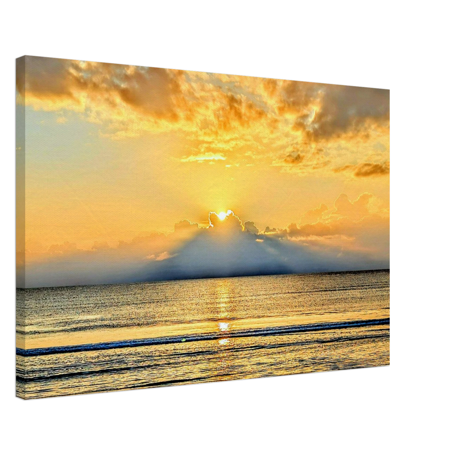 Sun rays breaking through clouds above the Atlantic Ocean at Vilano Beach Florida.