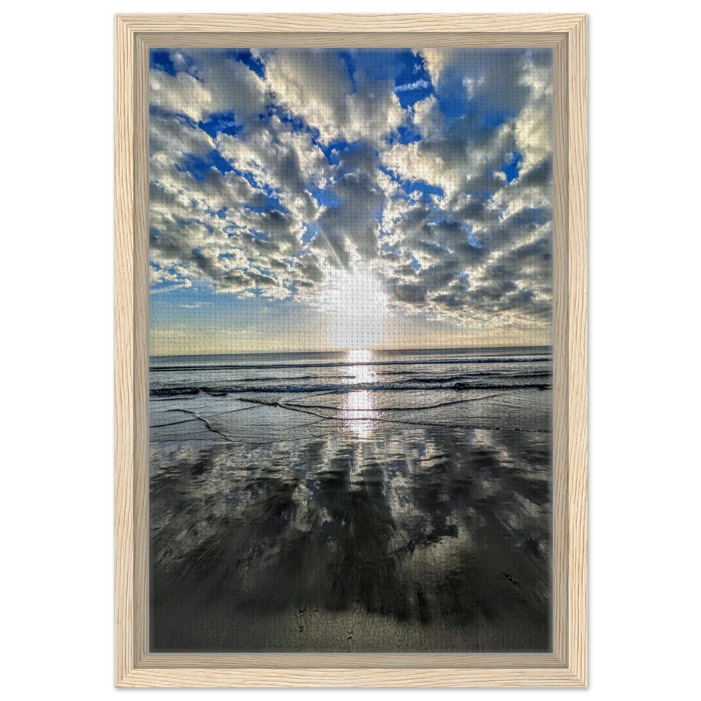 Dramatic clouds reflected across wet sand at Vilano Beach Florida.